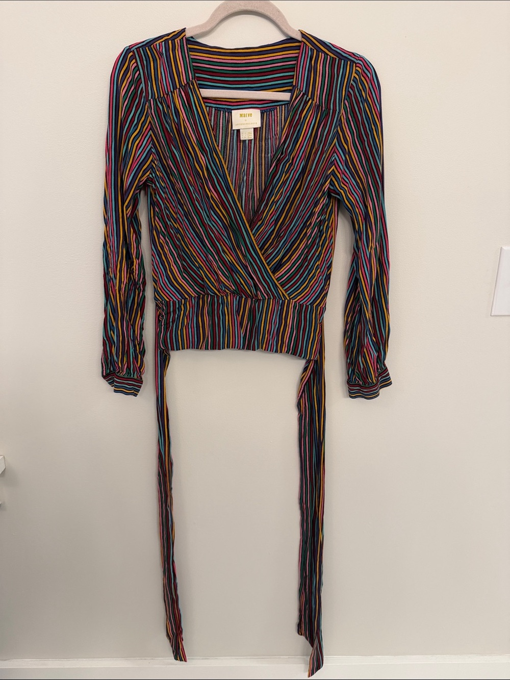 Anthropologie Multicolor Striped Wrap Blouse